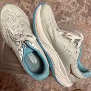 Hoka Women's White and Teal Athletic Shoes